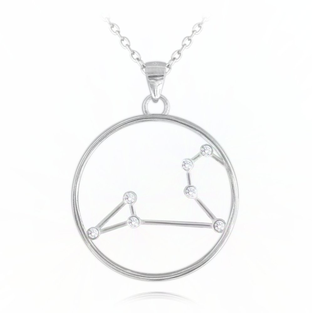 MINET Srebrny naszyjnik Stars Zodiac LEW Czech Crystal