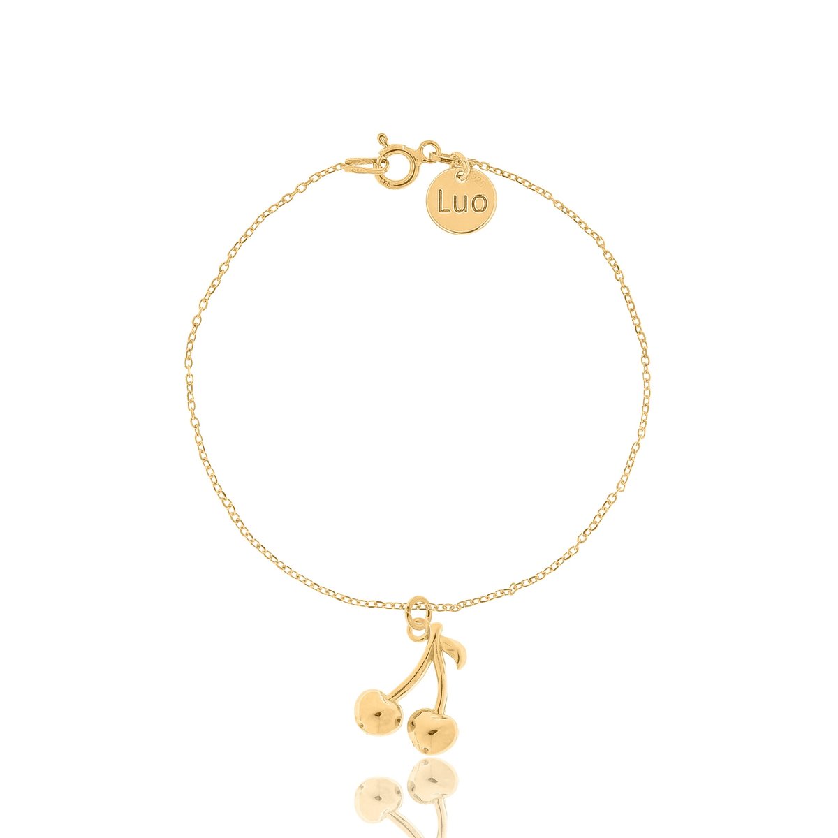 Bransoletka srebrna pozłacana z wisienkami