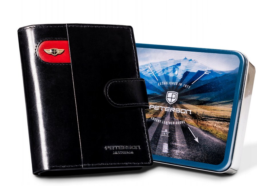 Duży, Skórzany Portfel Męski Zamykany Na Zatrzask