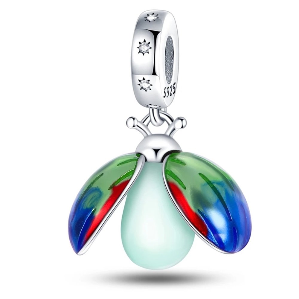 Zawieszka SREBRO 925 Charms koralik do PANDORA Biedronka świecąca w ciemności