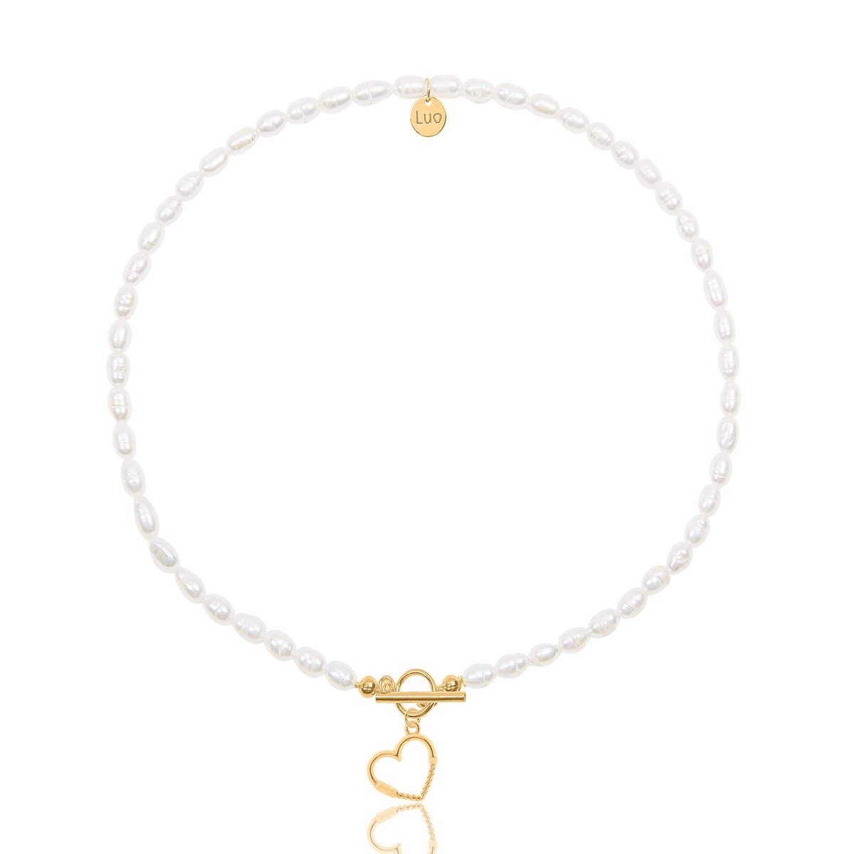 Naszyjnik z naturalnych pereł z sercem 40 CM