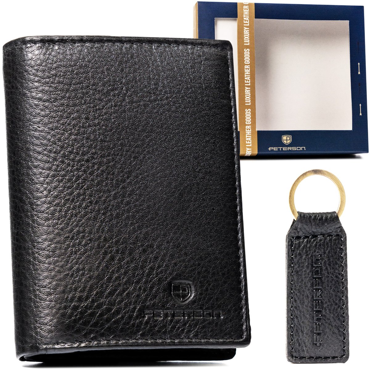 Peterson - Zestaw na prezent skórzany portfel męski z brelokiem