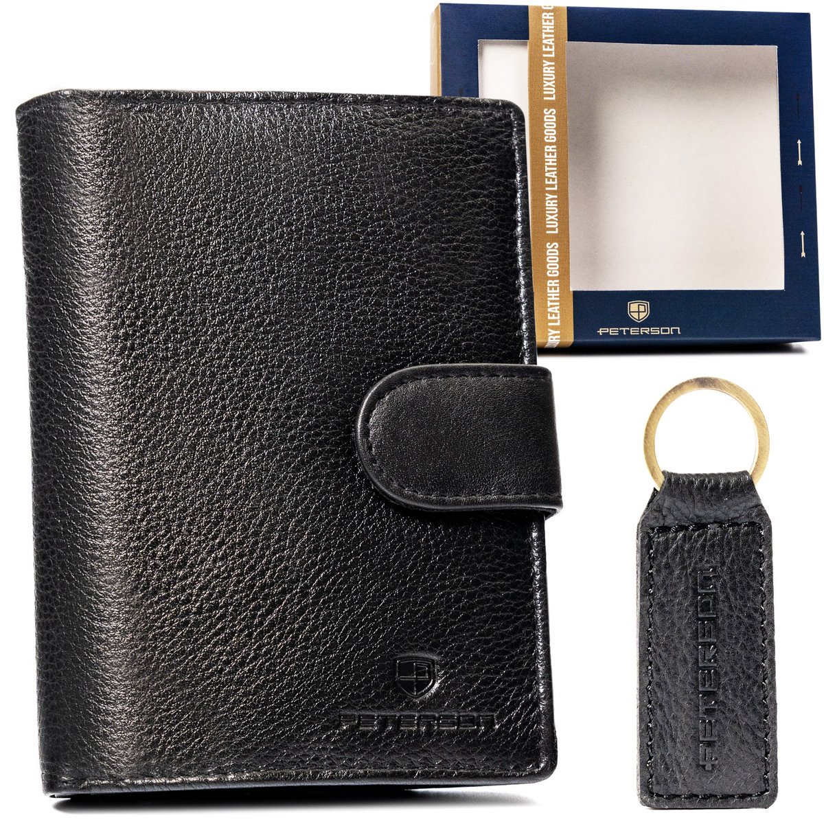 Peterson - Zestaw na prezent skórzany portfel męski z brelokiem