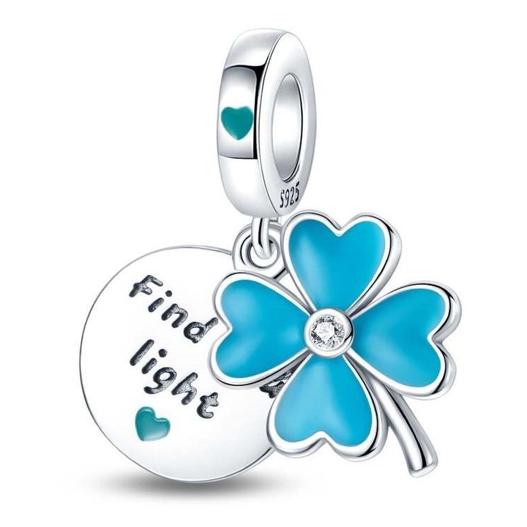 Zawieszka SREBRO 925 Charms koralik do PANDORA Koniczynka świecąca w ciemności