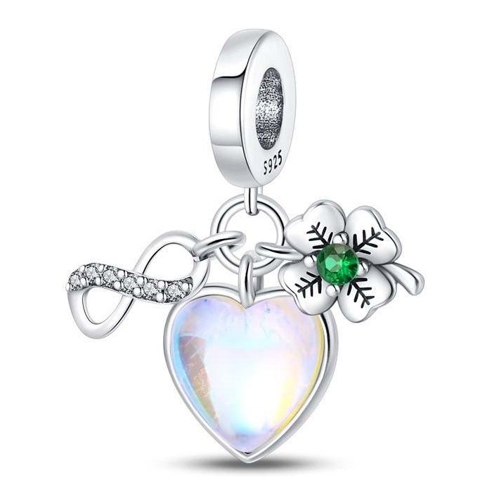Zawieszka SREBRO 925 Charms koralik do PANDORA Znak Nieskończoności Serce Koniczynka