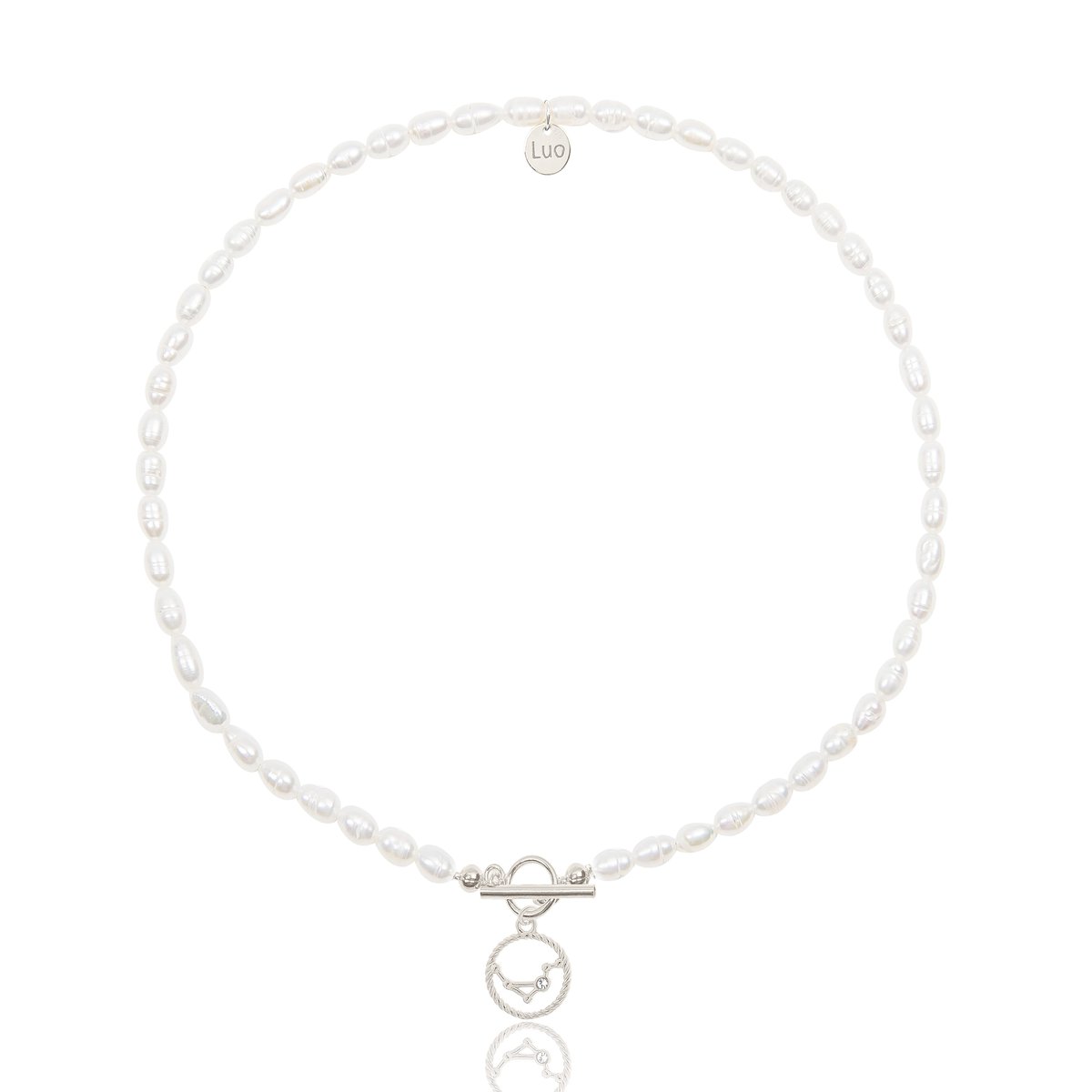 Naszyjnik z naturalnych pereł ze znakiem zodiaku 40 CM Koziorożec