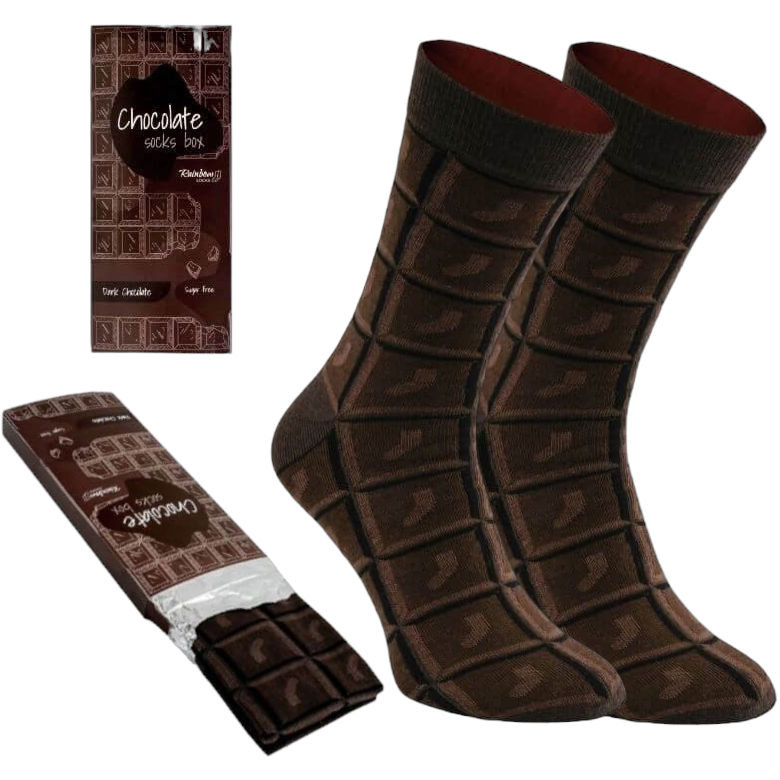 Skarpetki Damskie Męskie Na Prezent Na Urodziny Świąteczne Rainbow Socks Czekolada Gorzka Tabliczka 1 Para 36-40