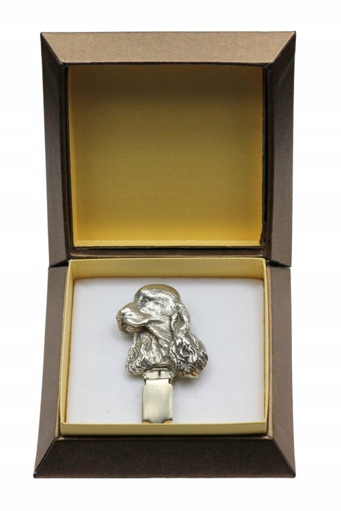 Cocker Spaniel broszka z klipsem w pudełku