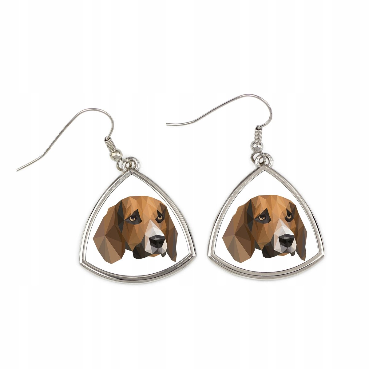 Beagle Kolczyki z grafiką, pies geometryczny