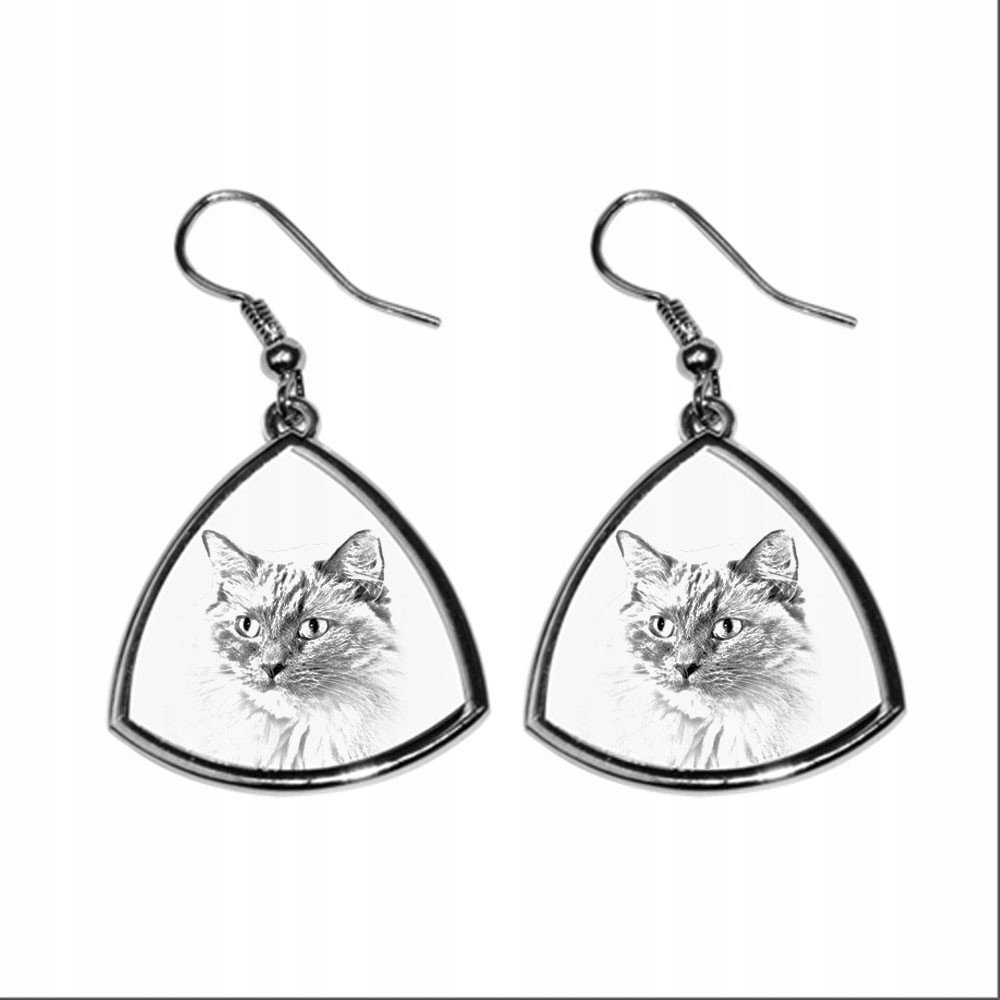 Kot Ragdoll Trójkątne kolczyki z nadrukiem grafiką