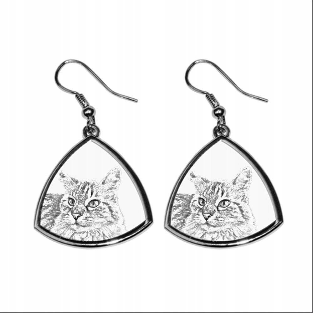 Kot Balinese Trójkątne kolczyki z nadrukiem