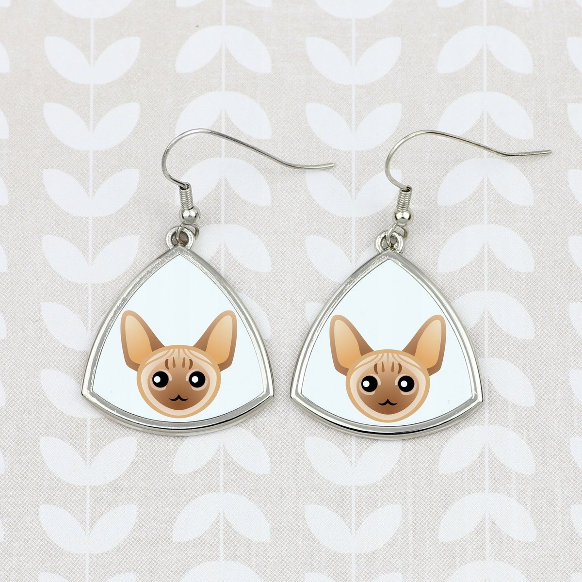 Kot Devon rex Kolczyki z grafiką wiszące