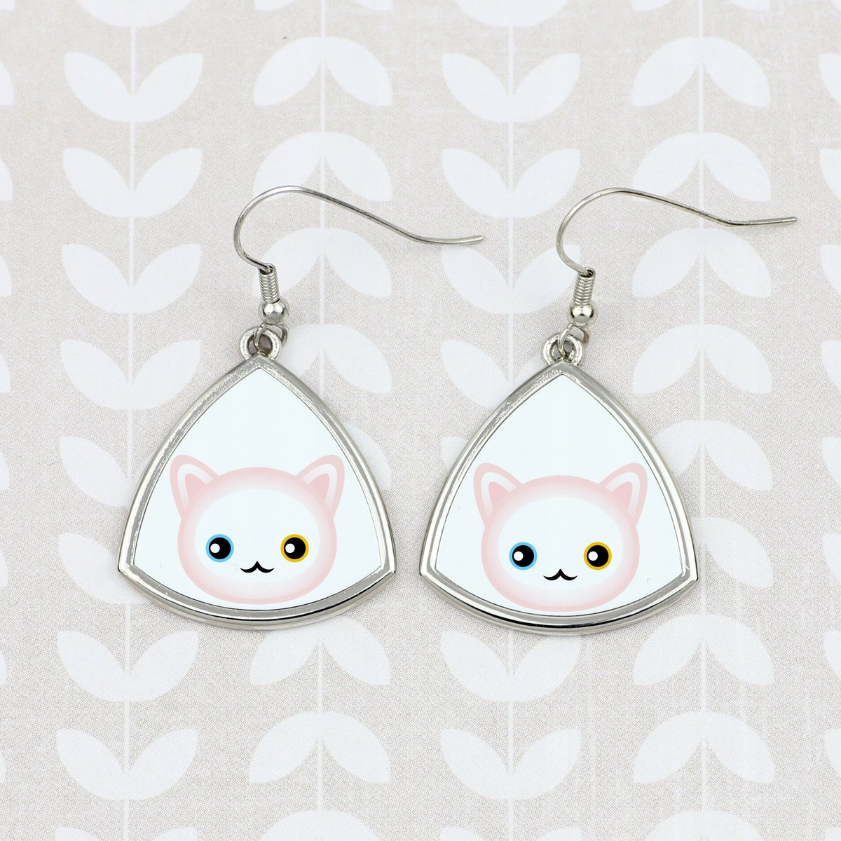 Kot Angora turecka Kolczyki z grafiką wiszące