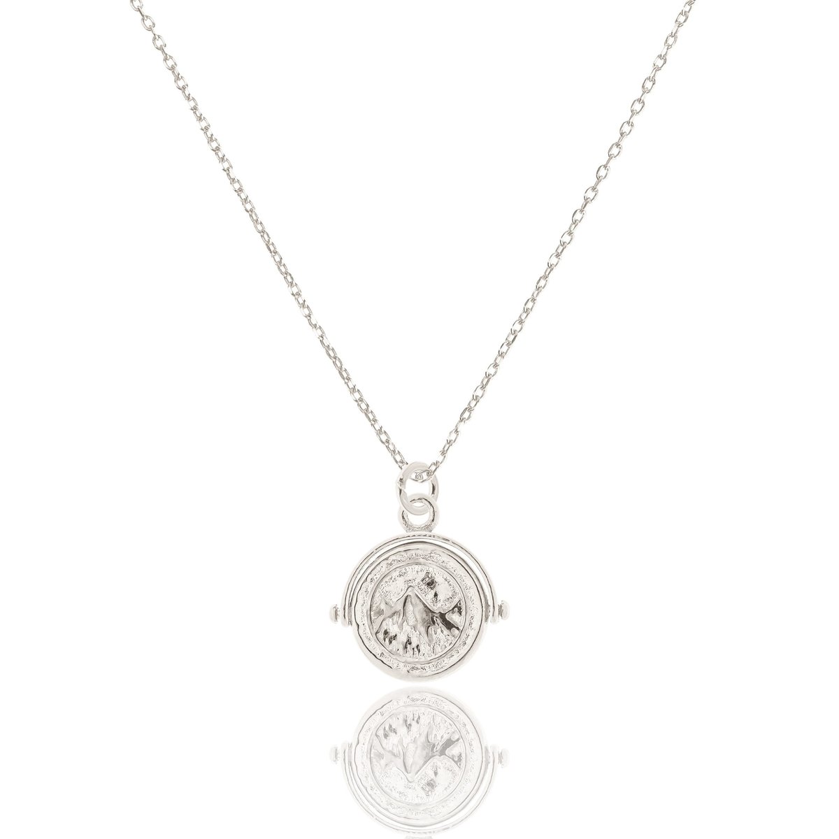 Naszyjnik srebrny z ruchomą różą wiatrów 42 CM