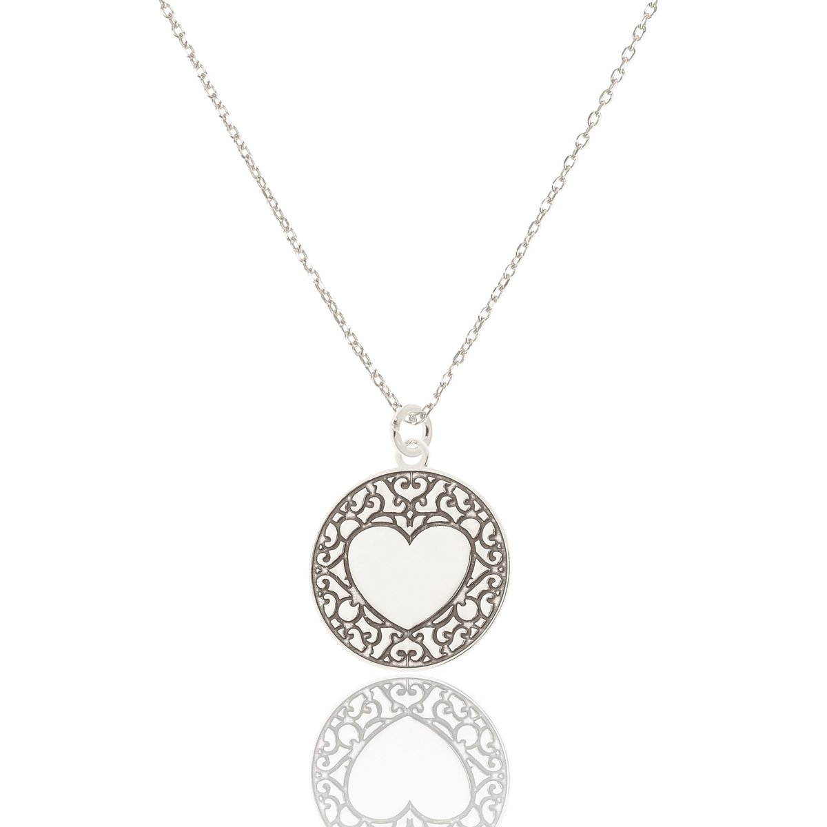 Naszyjnik srebrny z grawerowanym sercem 42 CM