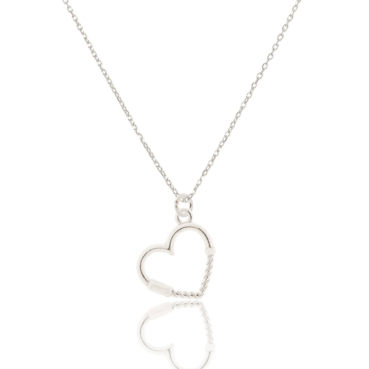 Naszyjnik srebrny z sercem 42 CM