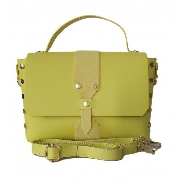 Kuferek listonoszka A5 złote dżety + zamsz żółty Vera Pelle VPK789GL