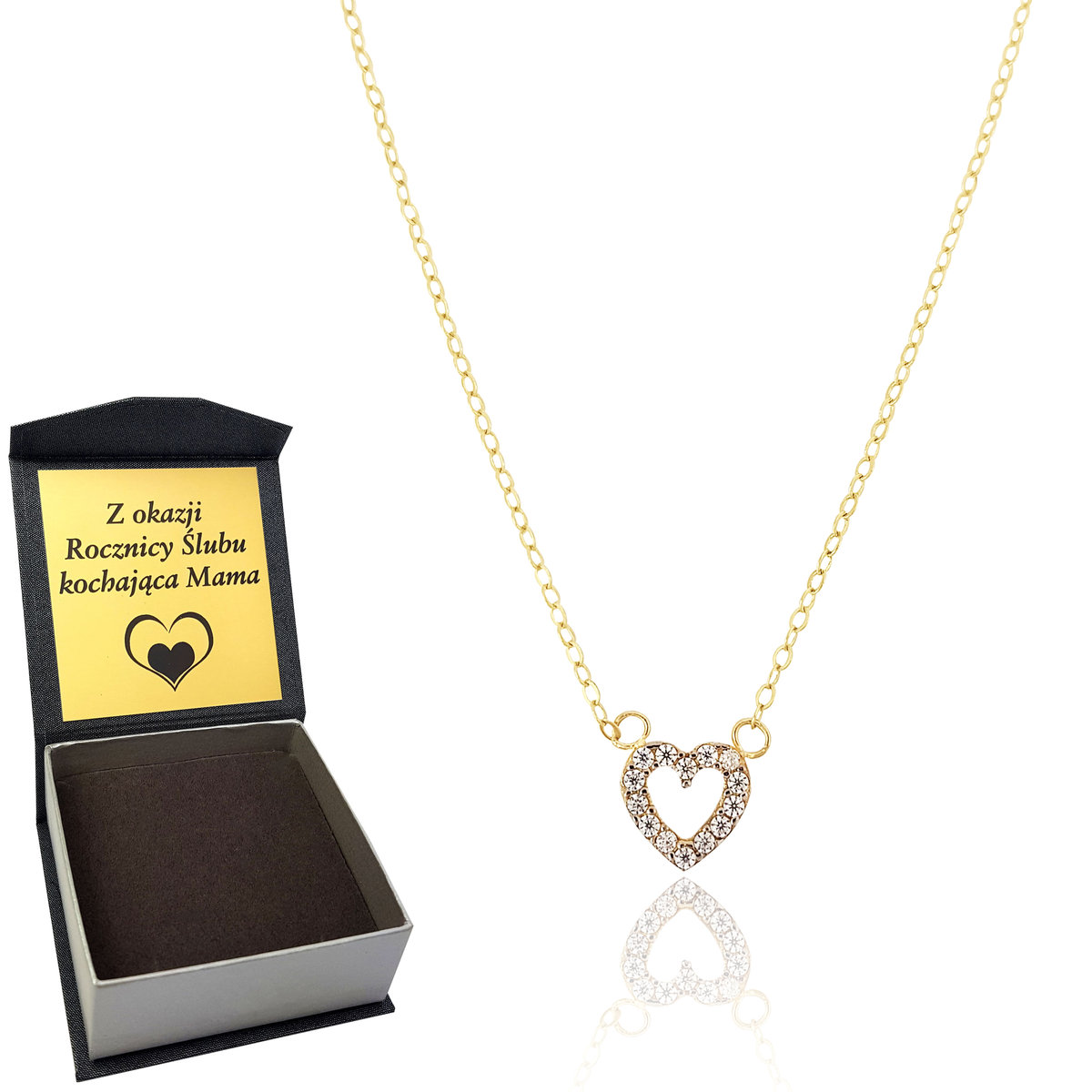 Złota celebrytka serduszko z cyrkoniami pr. 585