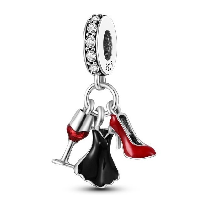 Zawieszka SREBRO 925 Charms koralik do PANDORA Kieliszek Suknia Szpilka