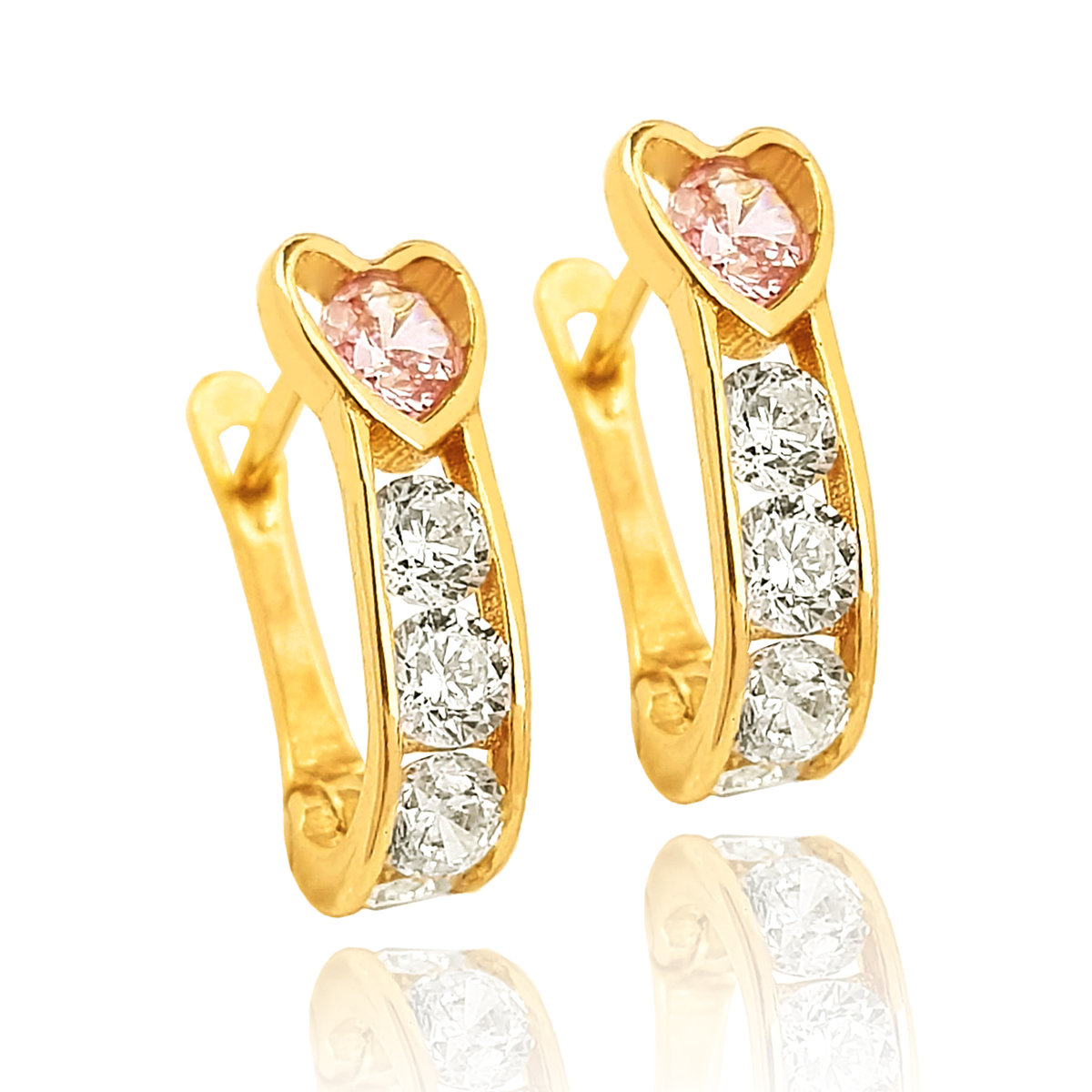 Złote Kolczyki Dziecięce Przecinki Z Cyrkoniami Pr.333