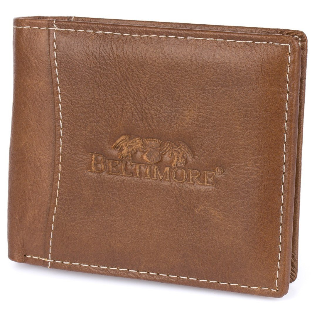 Portfel skórzany męski mały brązowy Beltimore z RFiD L54 brązowy, beżowy