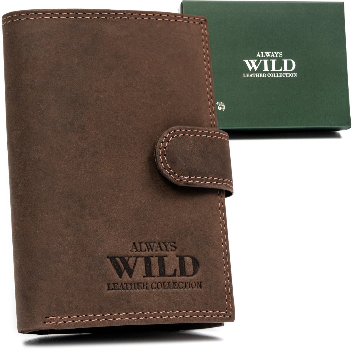 Always Wild pionowy portfel męski skóra naturalna w pudełku