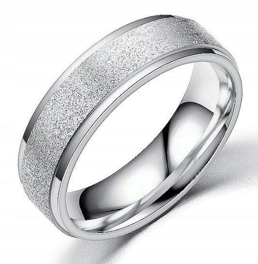 SRBERNY PIERŚCIONEK OBRĄCZKA ŚLUBNA STAL 316L r.28