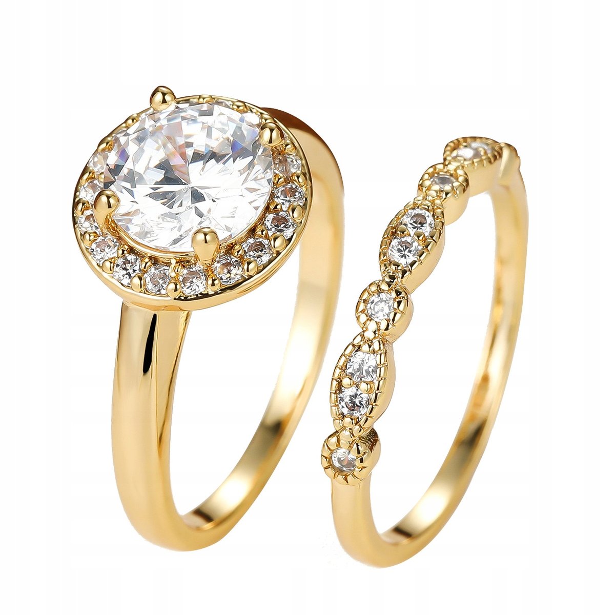 Złote OBRĄCZKI ŚLUBNE STAL Para POZŁACANE r.17/19