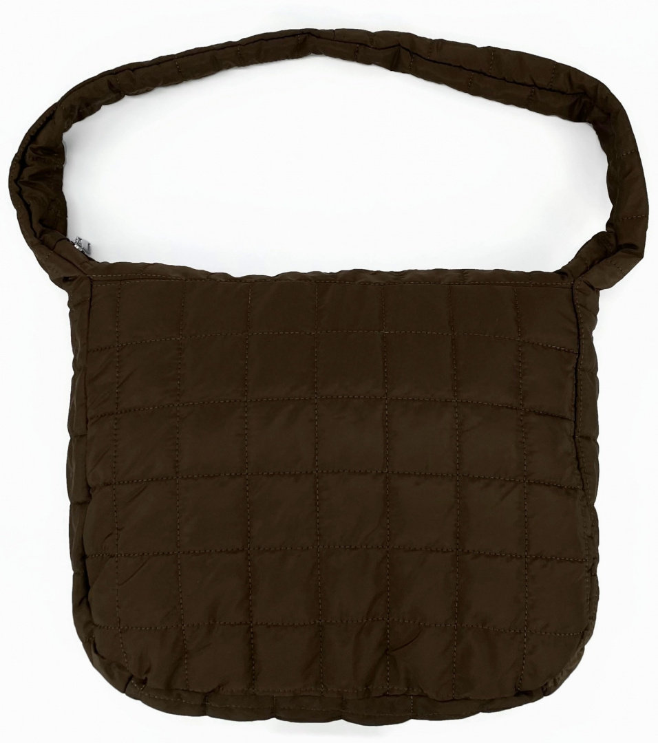 Torba Damska Na Ramię Brązowa Pikowana Typ Shopper