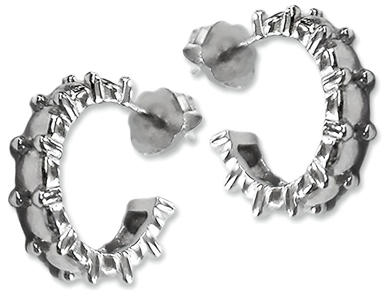 Srebrne kolczyki 925 zdobione kółeczka na sztyft kółka wkrętki