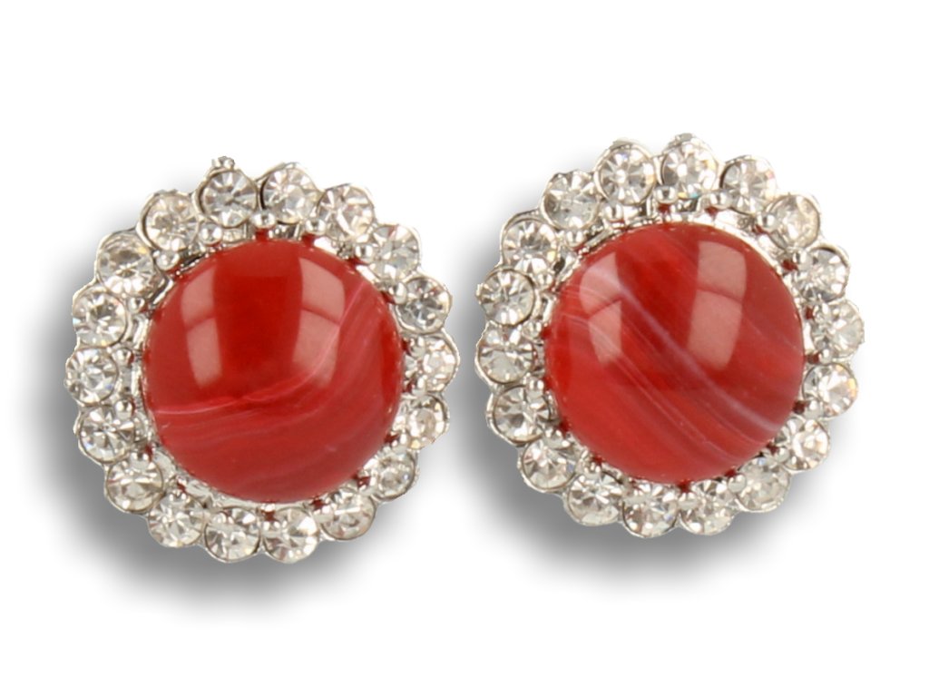 KLIPSY DO USZU SREBRNE Z CYRKONIAMI I BORDOWYM OCZKIEM