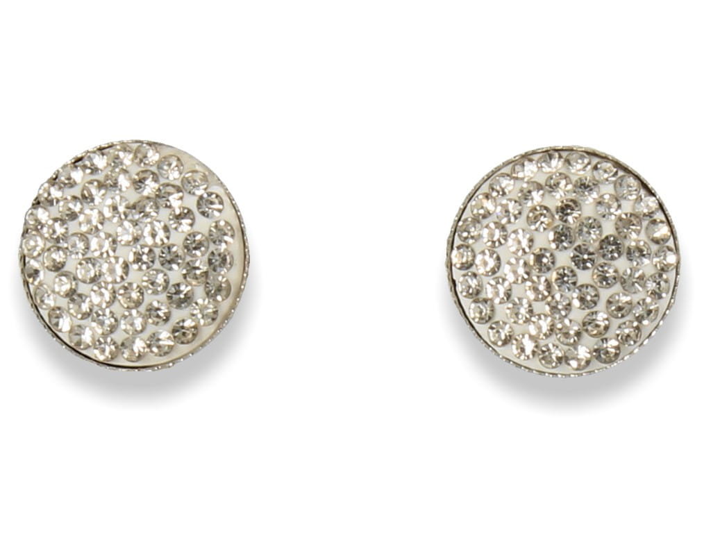 Klipsy do uszu okrągłe srebrne z cyrkoniami 1,5 cm