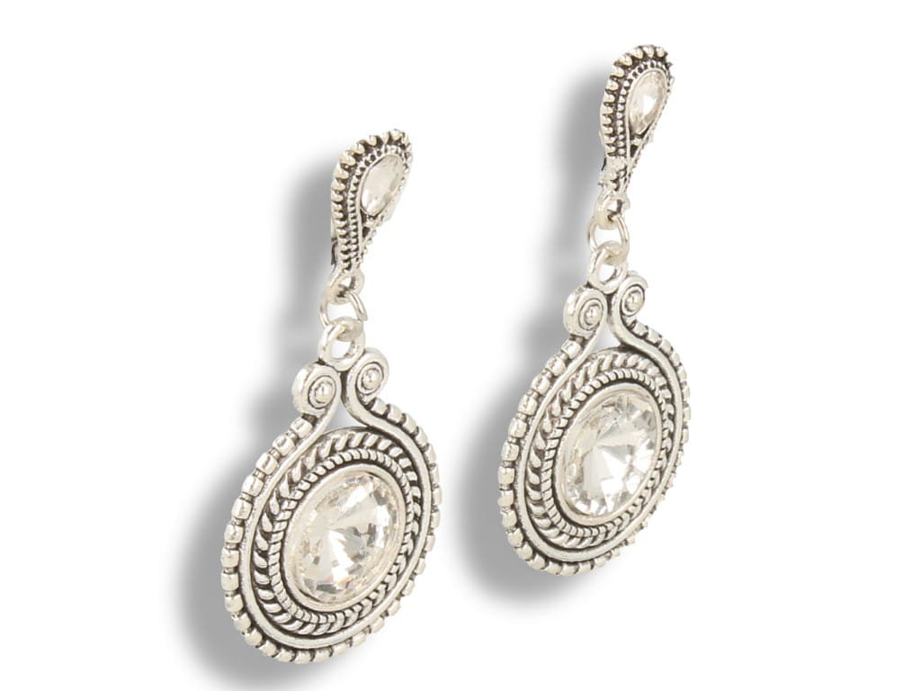 Klipsy do uszu okrągłe z białą cyrkonią