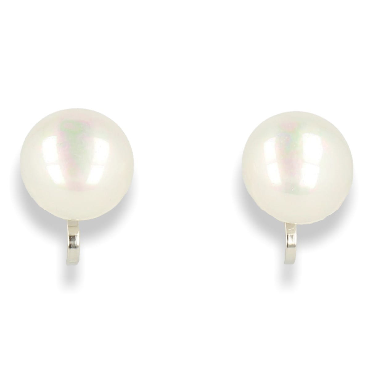 Klipsy do uszu  biała perełka srebrne zapiecie 1,5cm