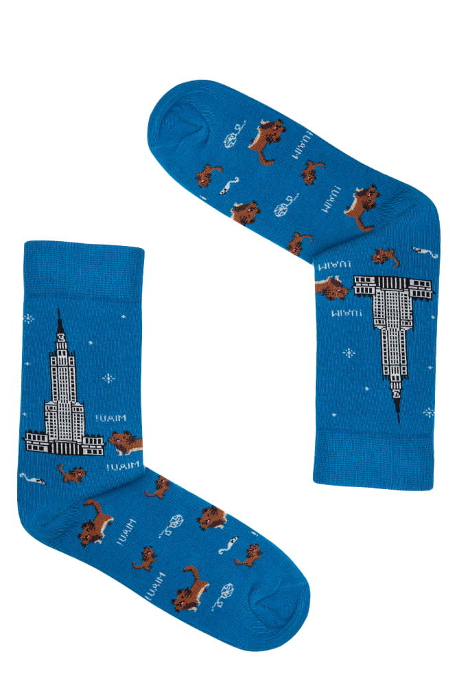 Kolorowe skarpetki - Pałac Kultury z kotkami 36-41