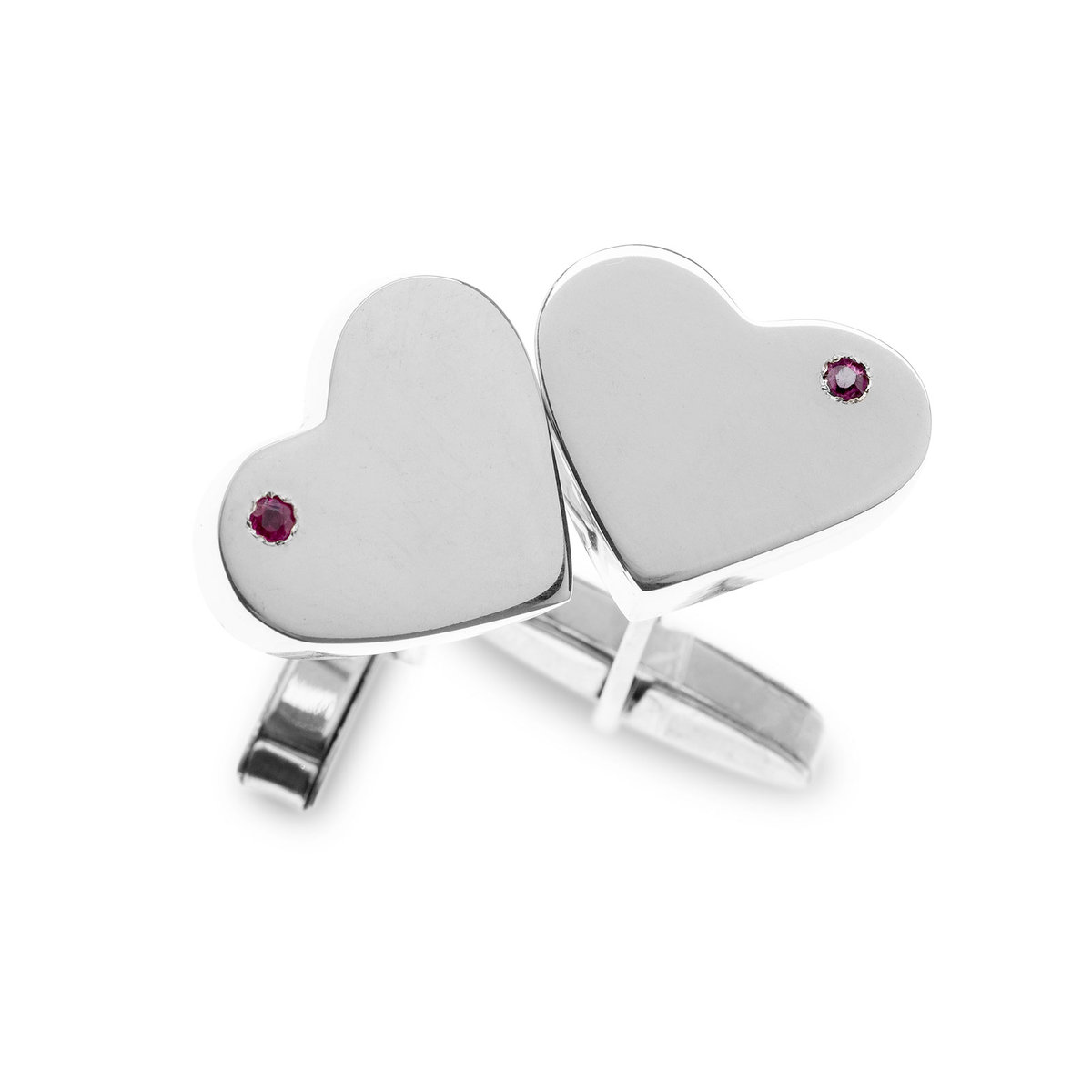 SREBRNE SPINKI DO MANKIETÓW SERDUSZKA Z RUBINKAMI -s56a