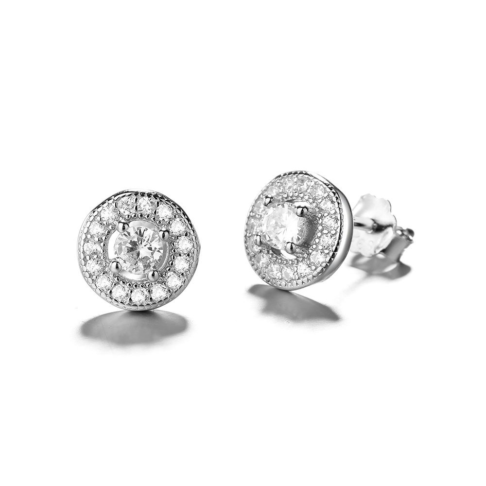 Kolczyki srebrne okrągłe z cyrkonią