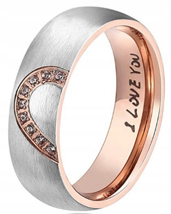 SERCE OBRĄCZKA PIERŚCIONEK ŚLUBNA STAL 316L r.17