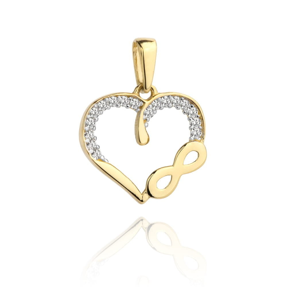 Zawieszka złote serce z częścią cyrkonii oraz znakiem nieskończoności pr. 585
