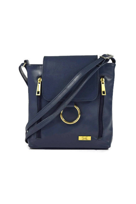 Listonoszka skórzana granatowa SHE