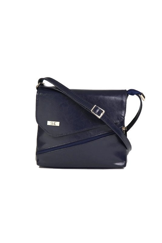 Granatowa mała listonoszka ze skóry