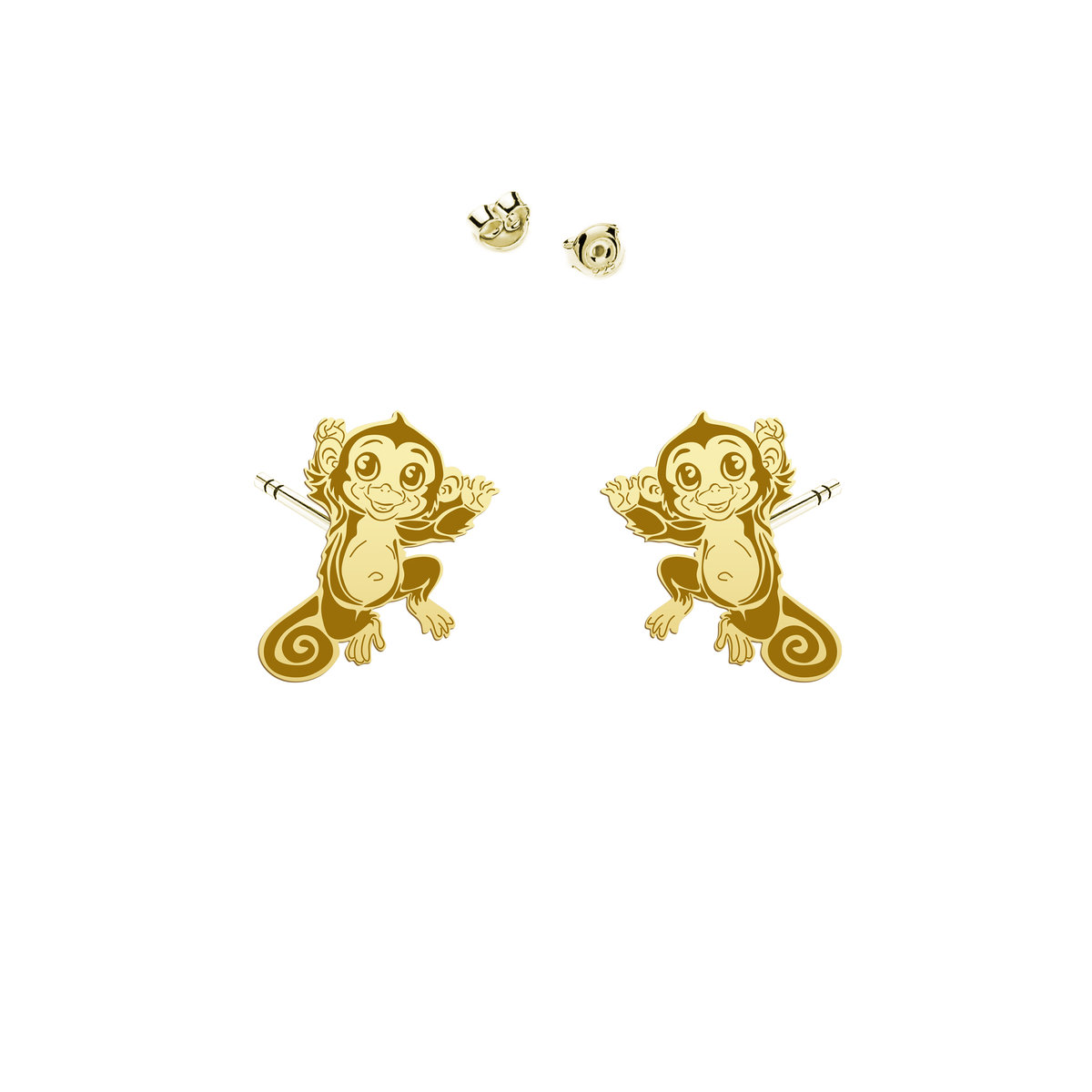 Kolczyki Pozłacane Małpa srebro925 - MEJK Jewellery