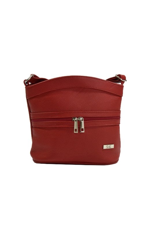 Czerwony torebka listonoszka ze skóry