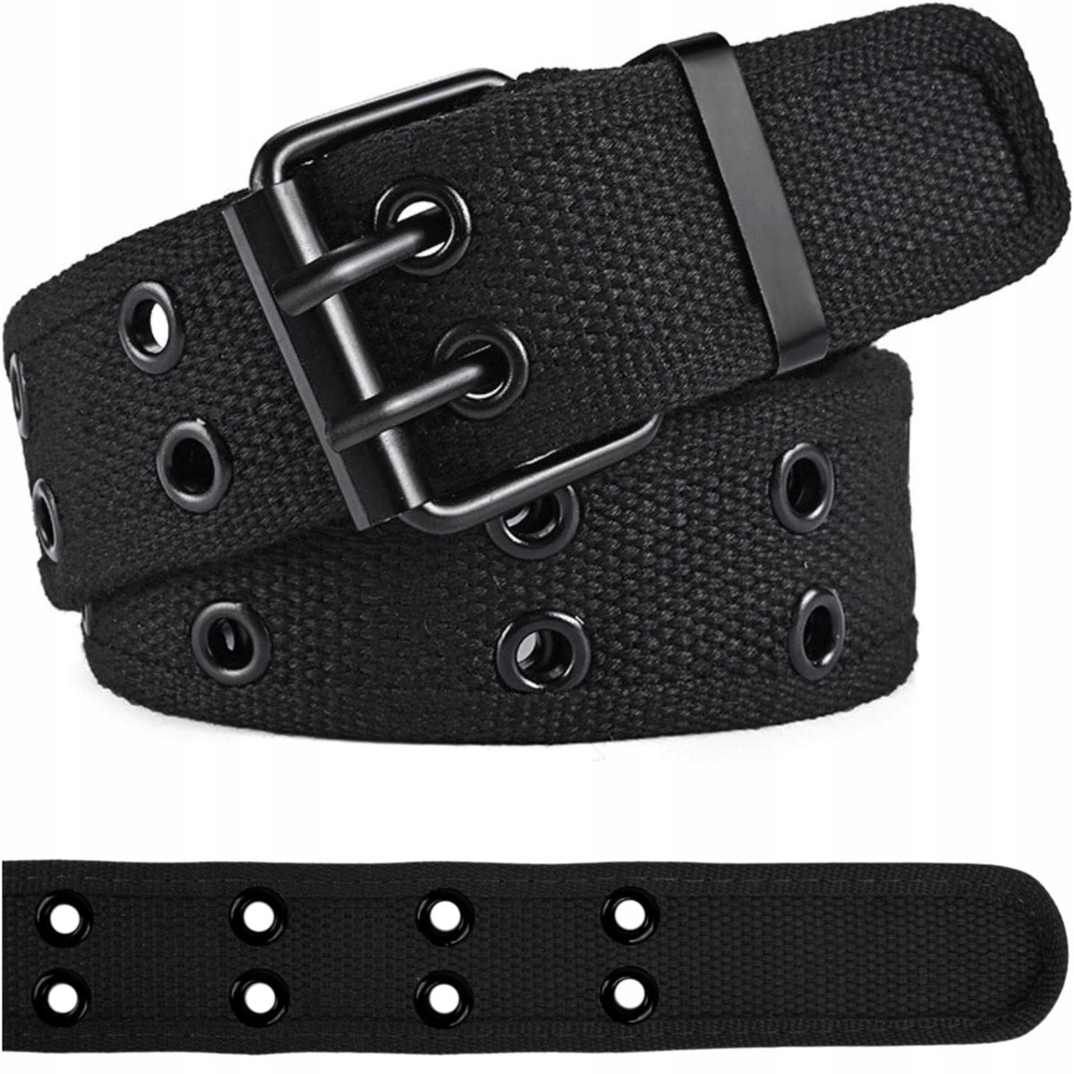 Pas taktyczny parciany pasek dwurzędowy z klamrą militarny damski męski