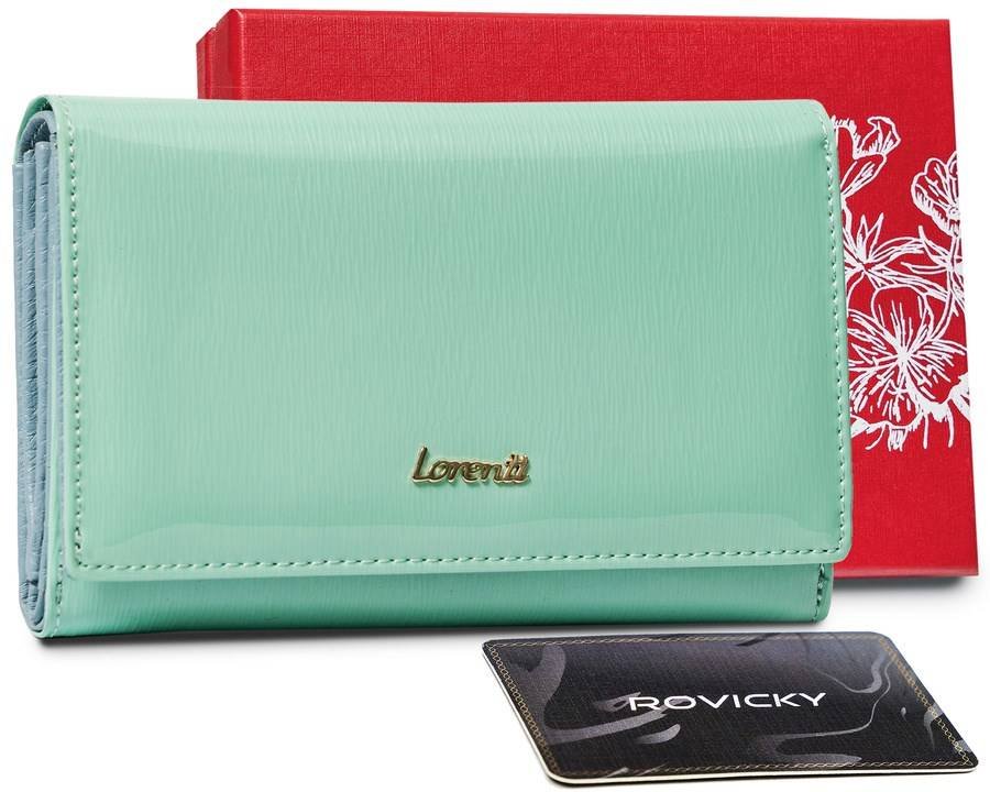 Lakierowany portfel damski na karty z zabezpieczeniem rfid protect