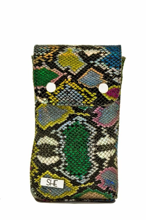 Skórzana kolorowa mini torebka na telefon