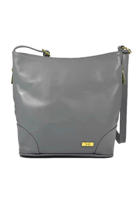 Szara listonoszka ze skóry