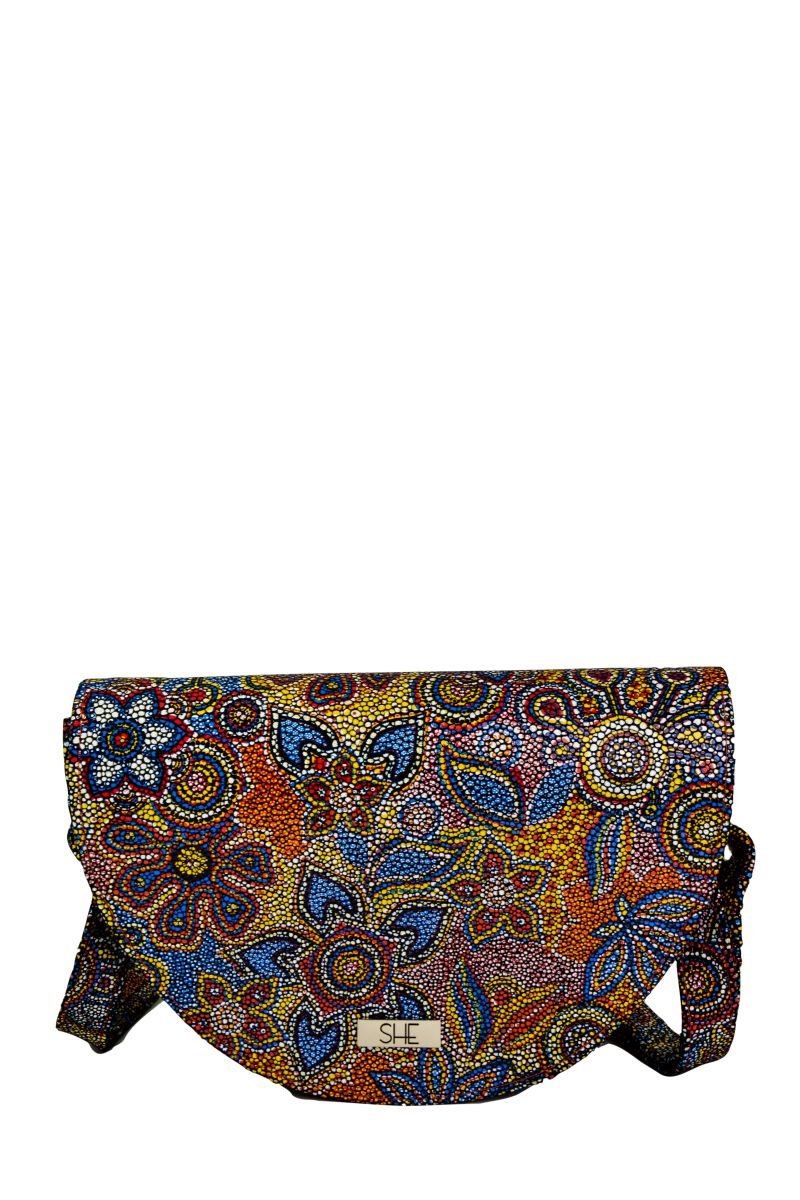 Kolorowa skórzana listonoszka półksiężyc