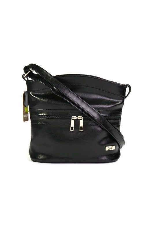 Czarna mała listonoszka ze skóry