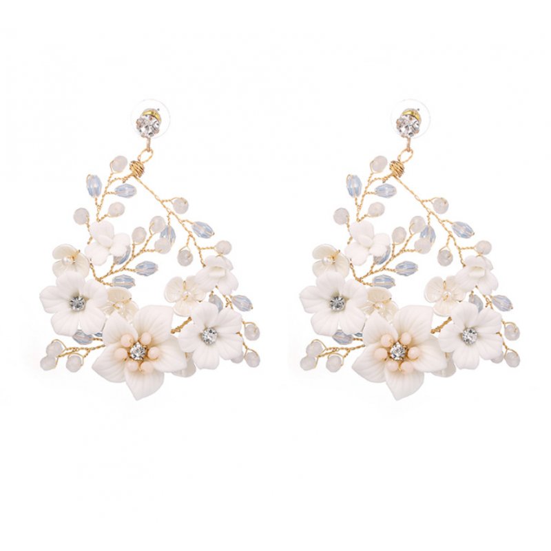 Kolczyki Ślubne Boho Wizytowe Wiszące Z Kryształkami Stal Szlachetna Kols01